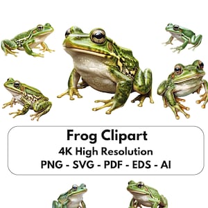 Frog Clipart: Cute Frog Illustrations for DIY Projects, Printable Graphics & Digital Downloads. PNG SVG Clip Art