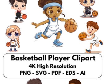 Basketball Player Clip Art - Cute Basketball Clip Art Images PNG & SVG for Sublimation, DIY Crafts, Commercial and Personal Use