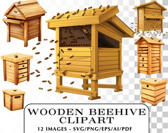 Beekeeper Beehives - 12 Images of Beekeepers Beehive SVG and PNG. Honeybee, Bumblebee, Honeycomb. Craft Graphic Ideas