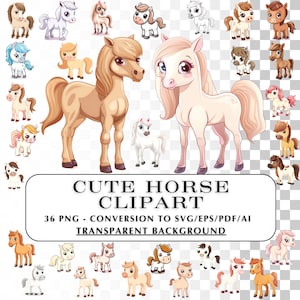 Niedliche Pferde Clipart! 36 Kawaii Pony Clip Art Grafiken.  Vektor-, SVG- und PNG-Grafiken zur Verwendung in persönlichen Projekten und Designs.  DIY Bezaubernd