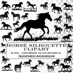 Silhouettes de chevaux clipart !  36 Images Clip Art de Silhouette de cheval.  Clipart poney PNG et SVG et graphiques vectoriels à utiliser pour Cricut.