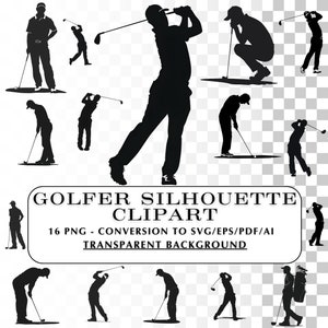 Clipart golf silhouette !  16 Images Clip Art Silhouette de golf.  Images vectorielles PNG, SVG.  Excellent cadeau pour papa, à utiliser pour le bricolage et les projets