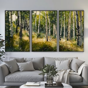 Aspen Tree Artwork, Triptych Gallery Set, Landscape Painting, Vibrant Colors, Earth Tones,Aspen Grove,Populus Tremuloides, Panorama