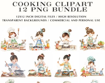 Cooking Clipart, Baking Scene Watercolor, Baker Clip Art, Baking SVG, Kitchen SVG, Cooking PNG, Chef Clipart, Chef png.
