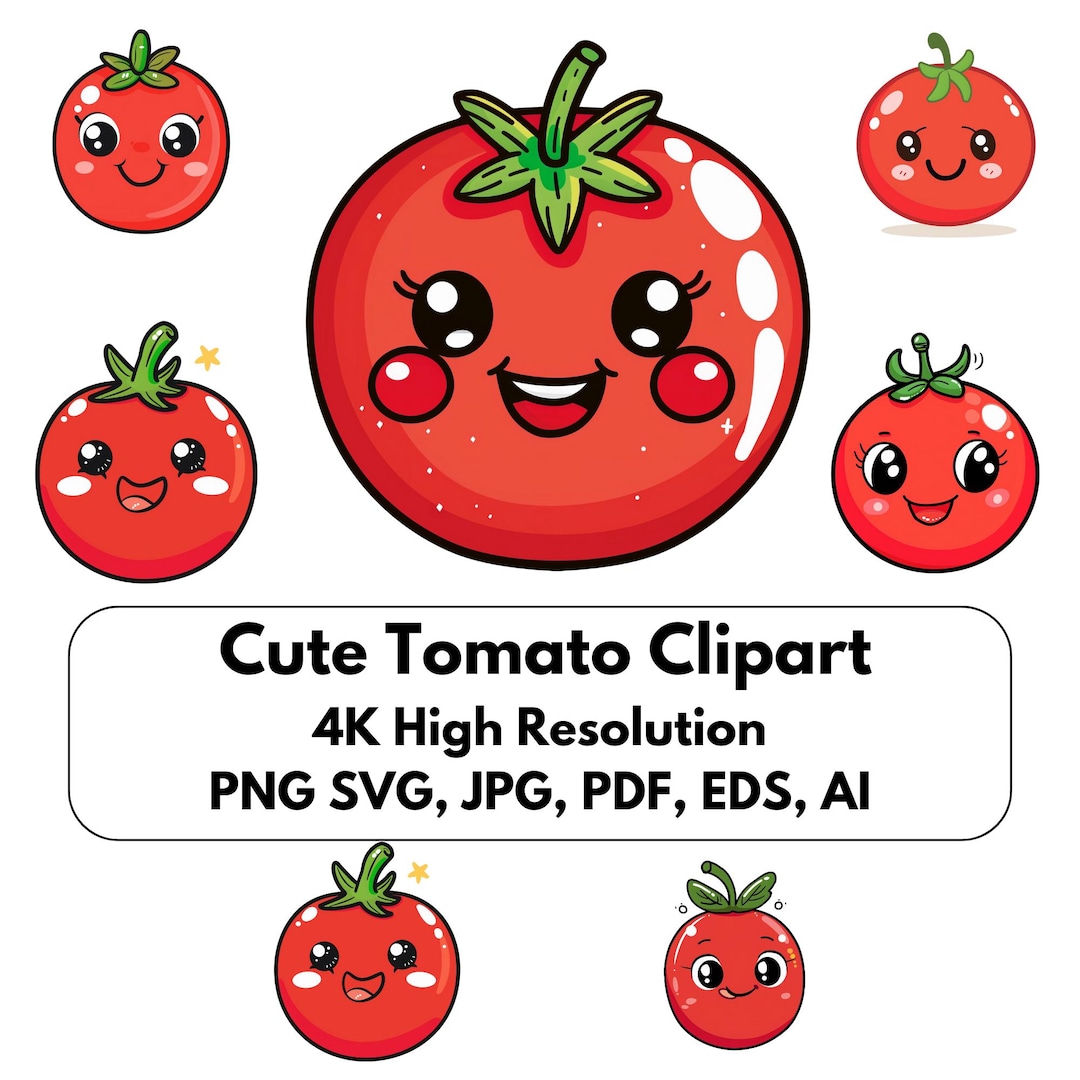 Cute Kawaii Tomato Clipart - 4K High Resolution Svg & PNG Vector Images ...