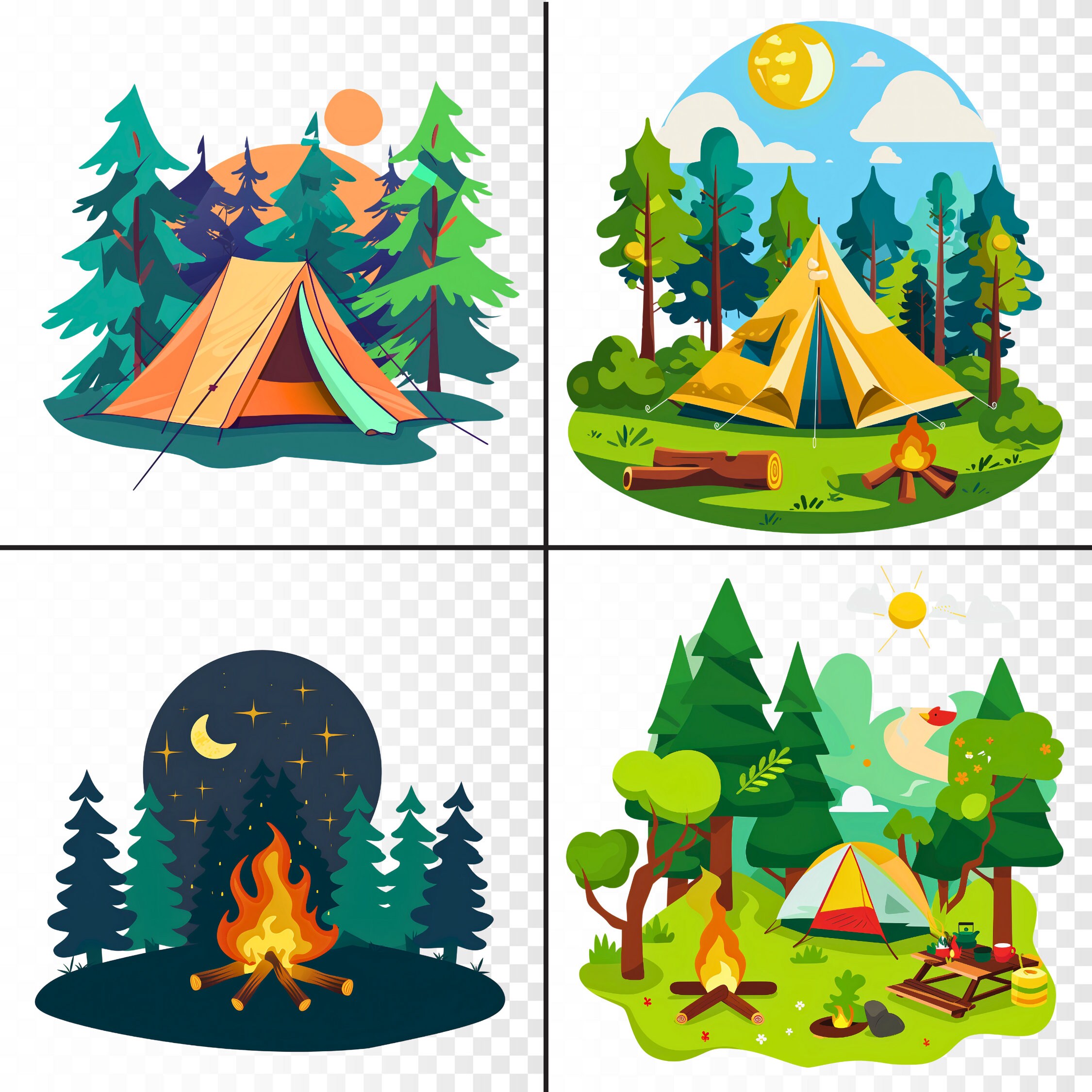 Campsite Clipart! 20 Camping Images, Fire Clipart, Mountain Adventure PNG,  Forest Clip Art - Rustic Images - Outdoor Graphics - Etsy, image size:2250x2250
