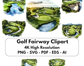 Golf Course Clipart, High-Quality Digital PNG for Scrapbooking, Invitations & Golf Lover Gifts