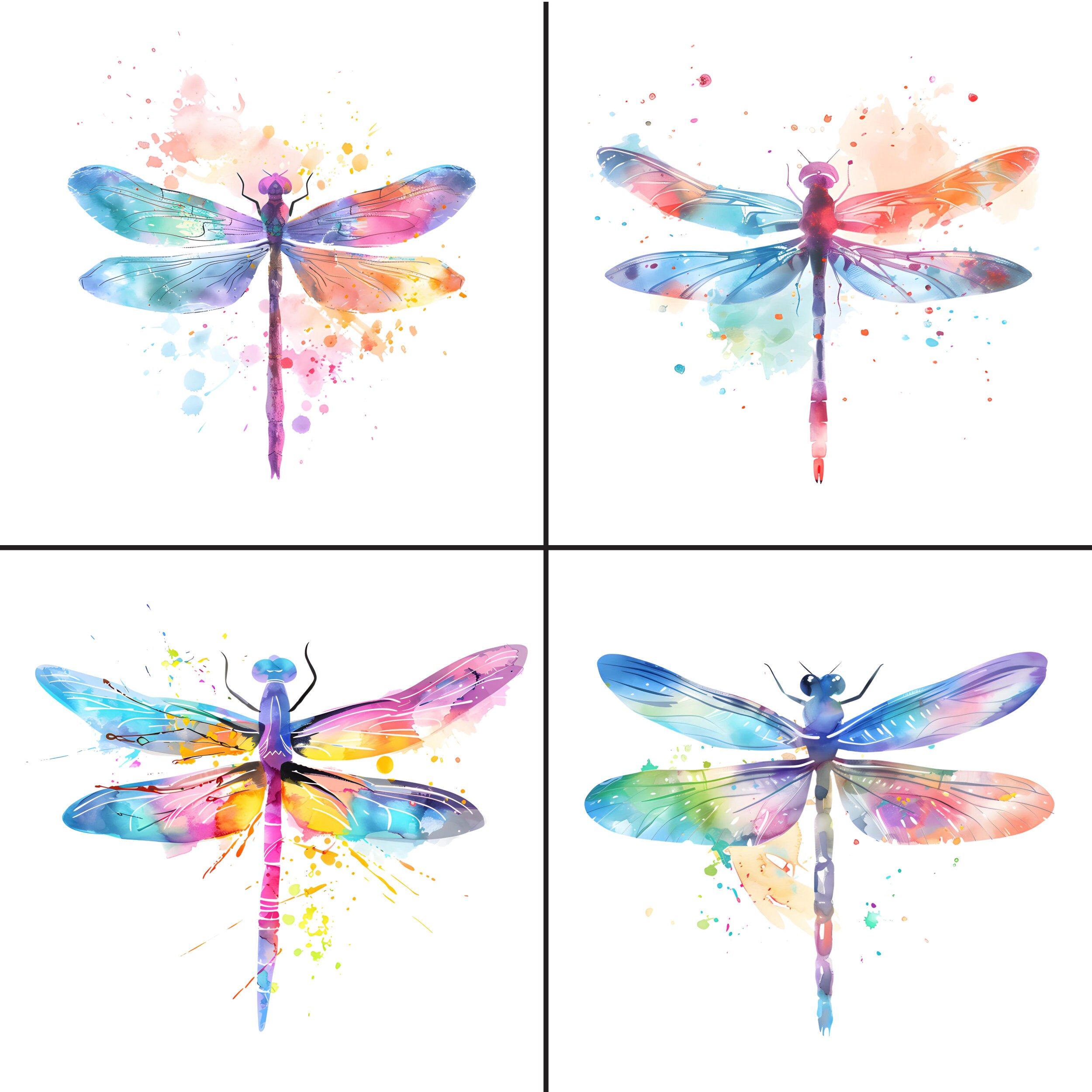 Dragonfly Clipart 36 Dragonfly PNG Images, Watercolor Splatter and ...