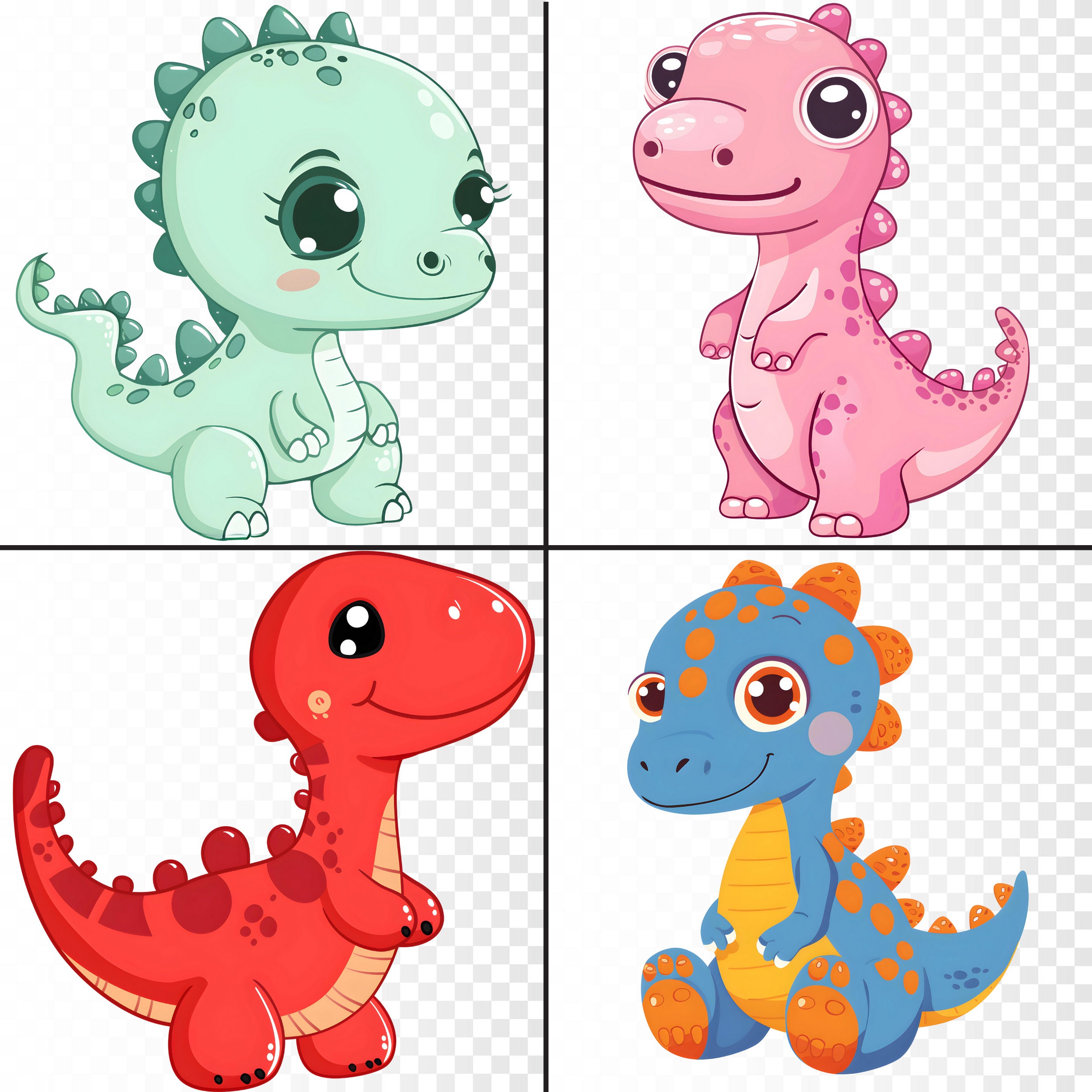 Dinosaur Clipart. 36 Cute Dino Clip Art Graphics. Kawaii Cute Images ...