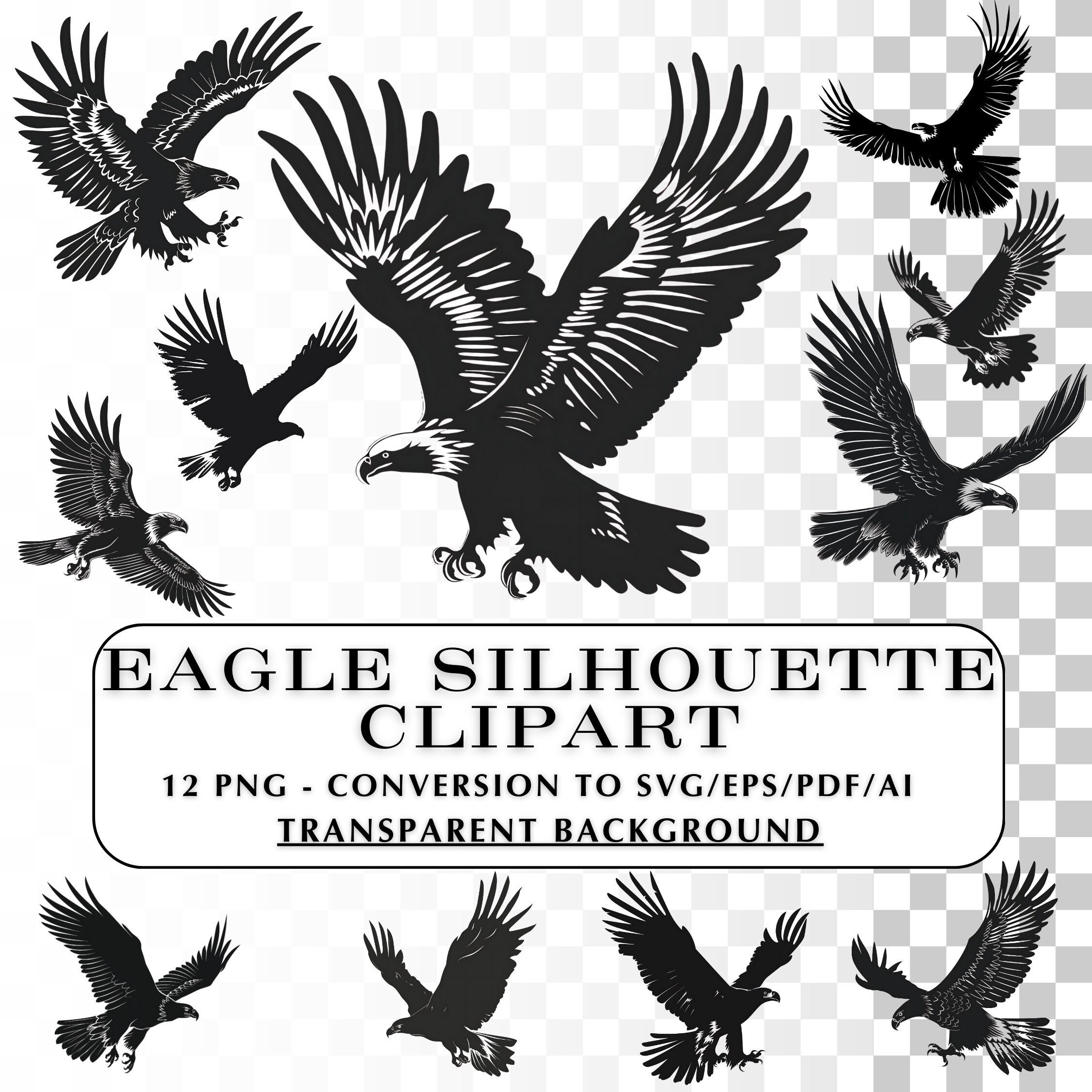 Adler Silhouette Clipart! 12 Adler Clip Art Bilder. Silhouetten-Grafik für  Cricut. Kommerzielle Nutzung für Projekte und Handwerk! - Etsy Schweiz, image size:2250x2250