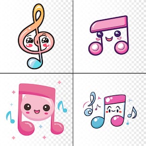 Cute Music Note Clipart! 16 Kawaii Musical Note Clipart. Music Notation ...