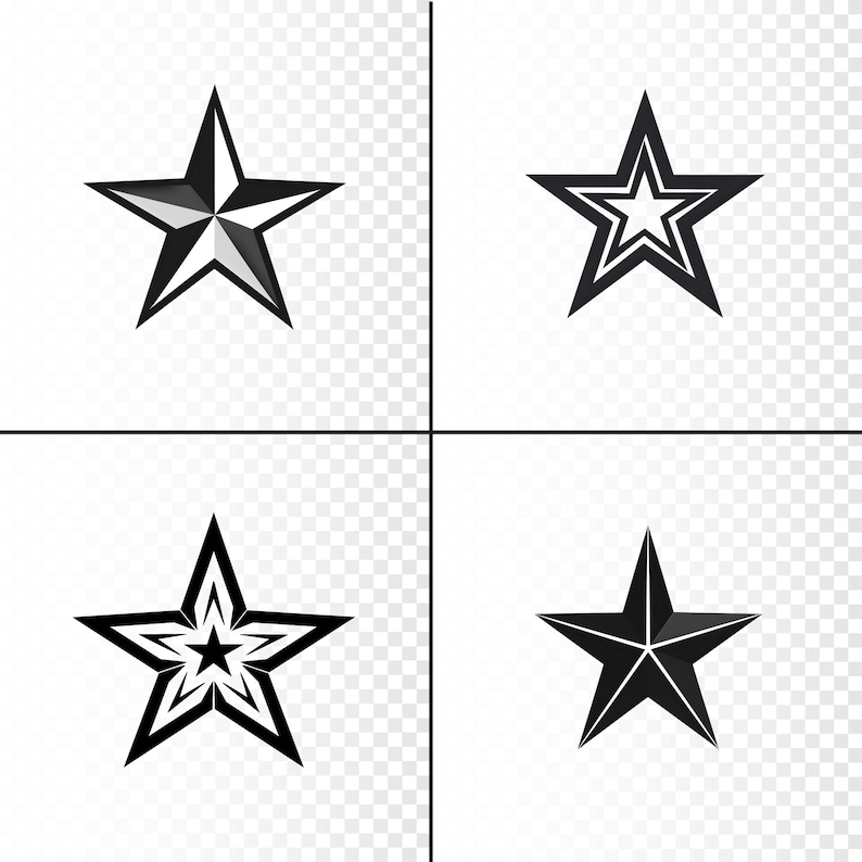 Star Variations Shape Star Clipart! 20 Star Silhouette Variety Images. Transparent Background ...