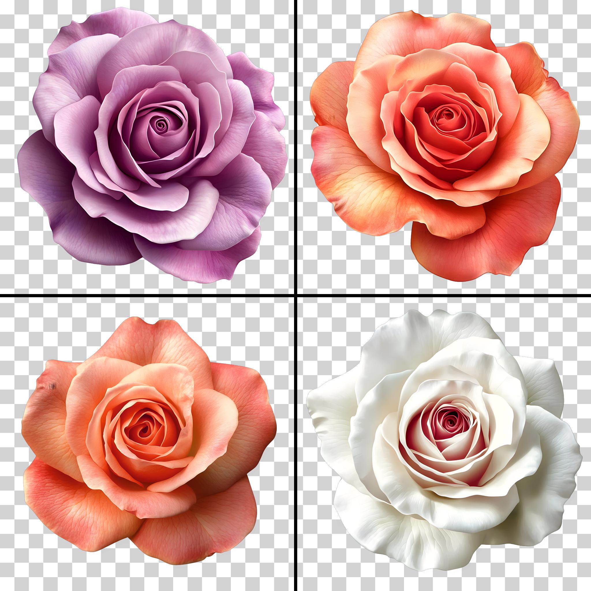 Rose Clipart! Color Variety of Blooming Roses, Vibrant Floral PNG SVG ...