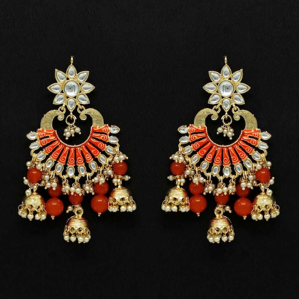 Kundan Meenakari Earrings style south asian bridal pakistani indian desi party wear