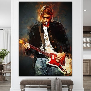 Kurt Cobain, Nirvana Singer, Canvas Print, Kurt, Cobain, Picture Print, Canvas, Nirvana, Print, Picture, Celebrity, Singer, Watercolour, UK