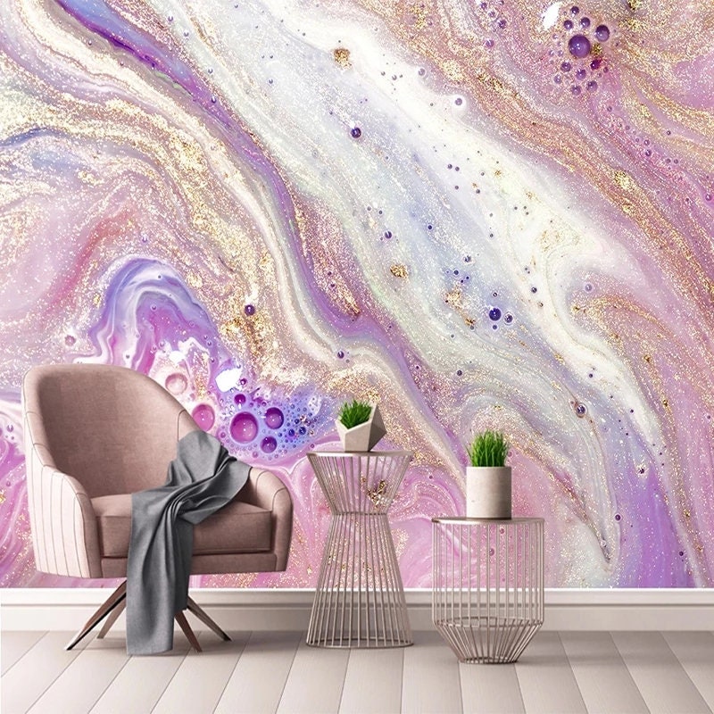 Marble 3d wallpaper pink mural wallpaper fresco marble art Etsy