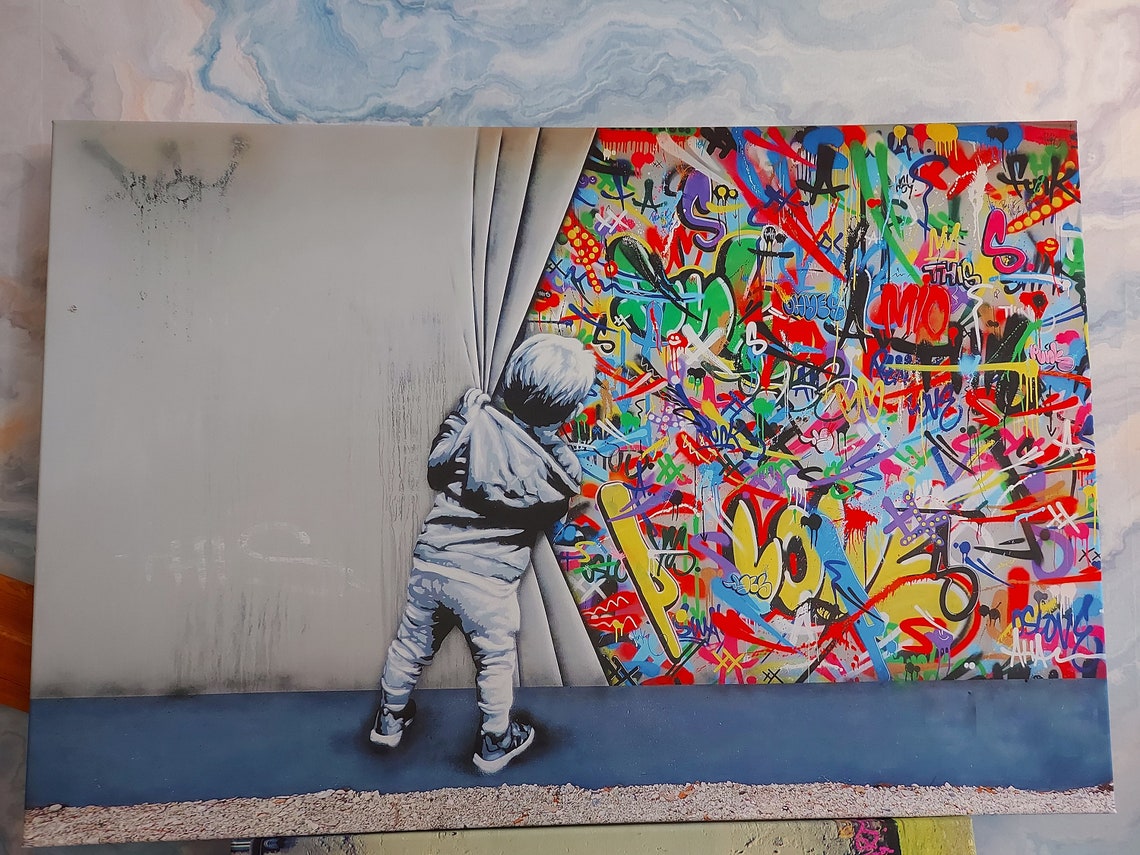 Canvas Banksy Framed canvas canvas print digital art work Etsy