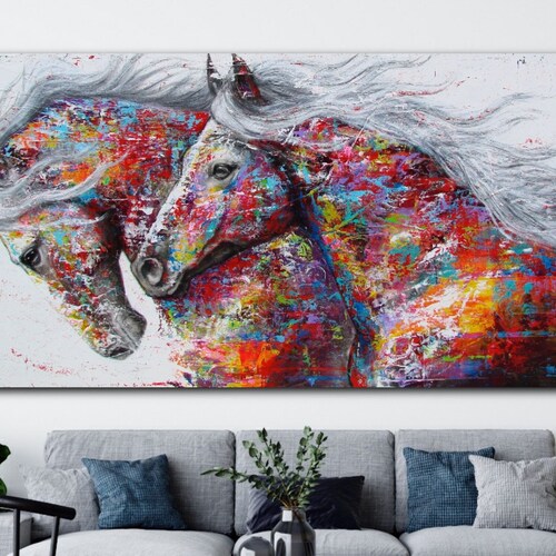 Framed Canvas Horses Canvas Running Horse Wall Art Home Etsy UK