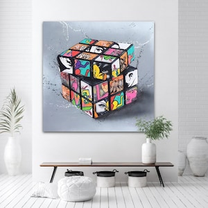 Banksy Rubix Cube Graffiti Canvas Print Wall Art Picture from Wallpaper Photo Shop Frame Home Intereior Deco Design Buy Online UK  Store