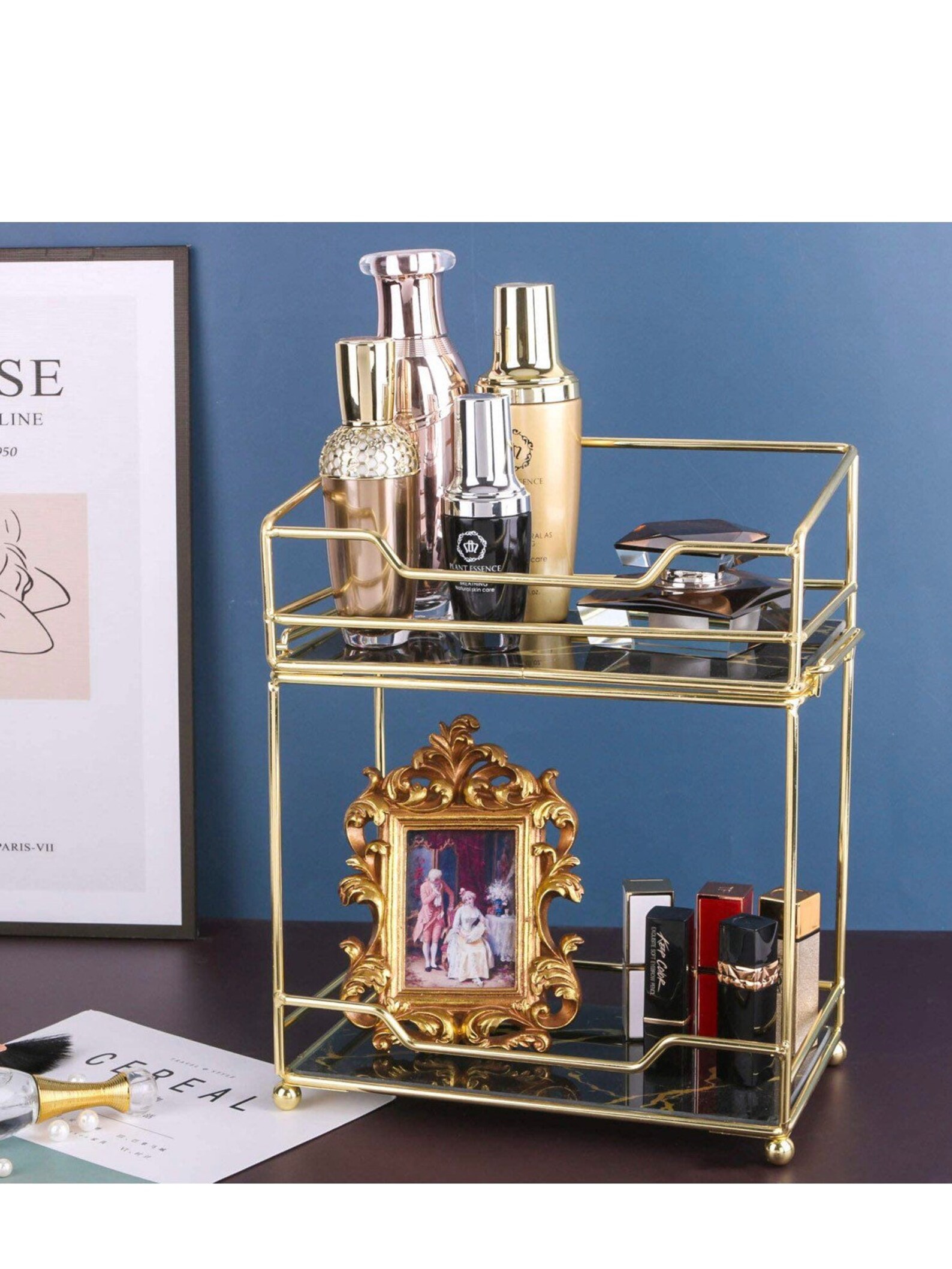 Makeup Perfume Organizer Shelf 2 Tier Cosmetic Storage Basket Etsy