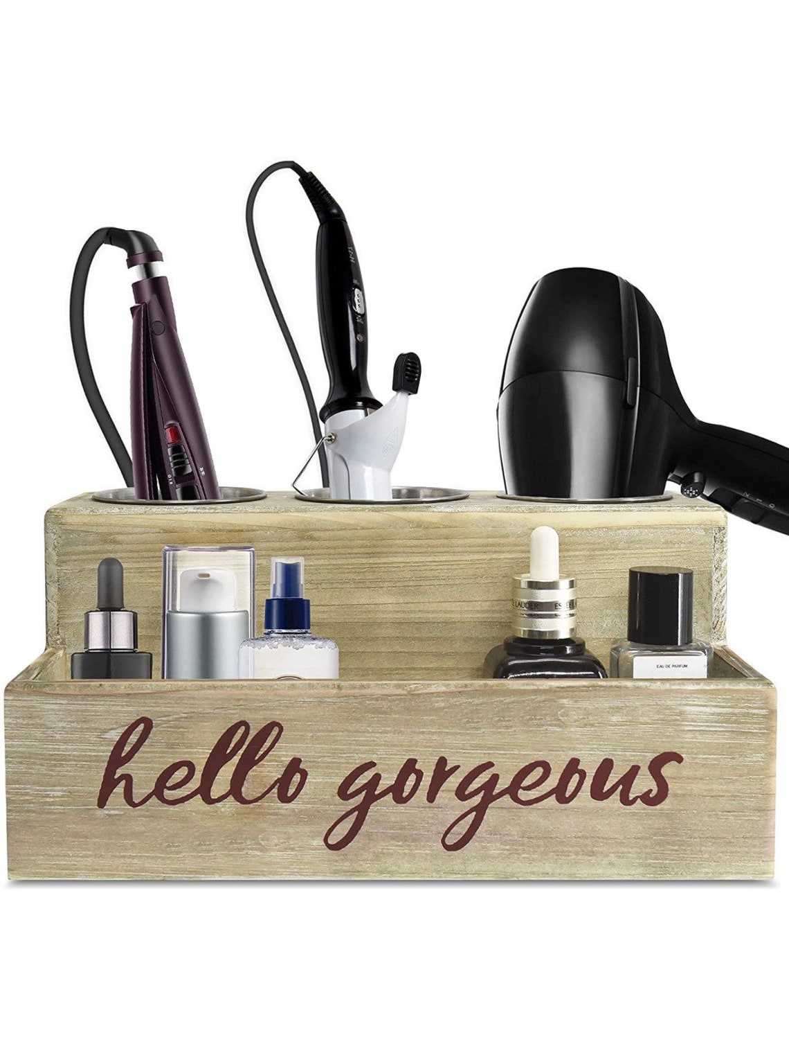 Rustic Wood Hair Dryer Holder Hair Styling Tool Organizer Etsy