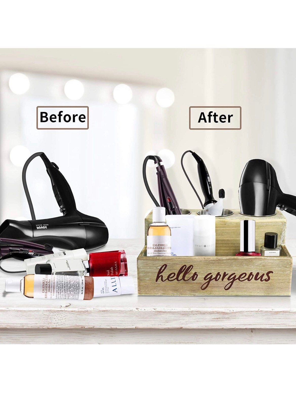 Rustic Wood Hair Dryer Holder Hair Styling Tool Organizer Etsy