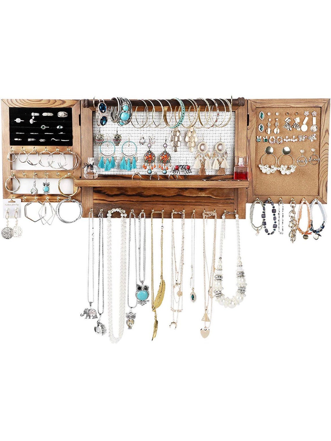 Organizador de joyas Rústico de madera joyería titular de rack Etsy