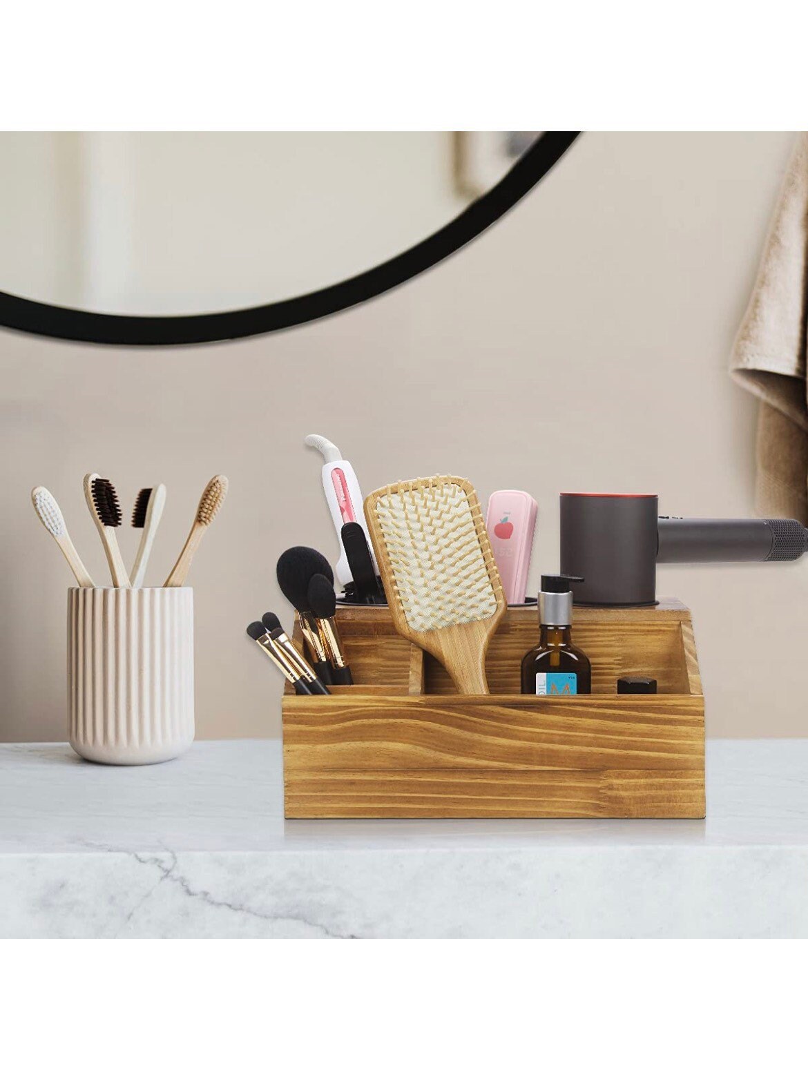 Wood Hair Dryer Holder Rustic Hair Tool Organizer and Etsy