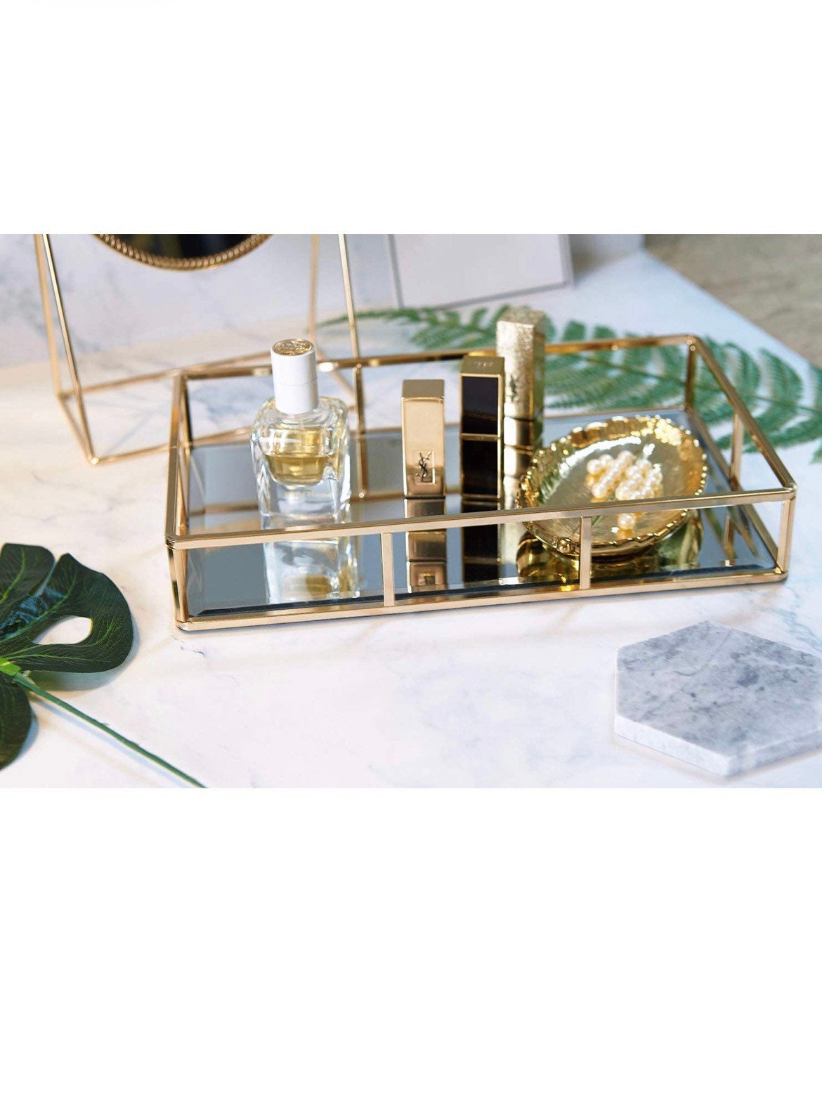 Gold Mirror Tray Perfume Tray Mirror Vanity Tray Dresser Tray Etsy