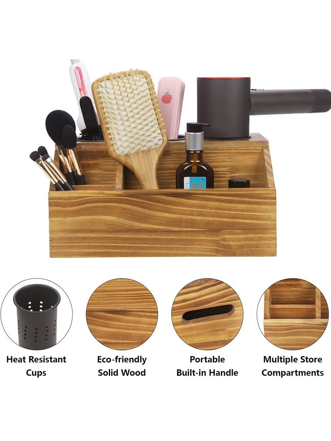 Wood Hair Dryer Holder Rustic Hair Tool Organizer and Etsy