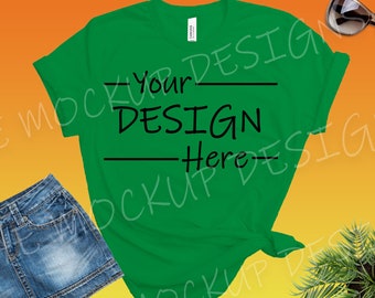 Bella Canvas 3001cvc Heather Canvas Red Mockup T Shirt Etsy