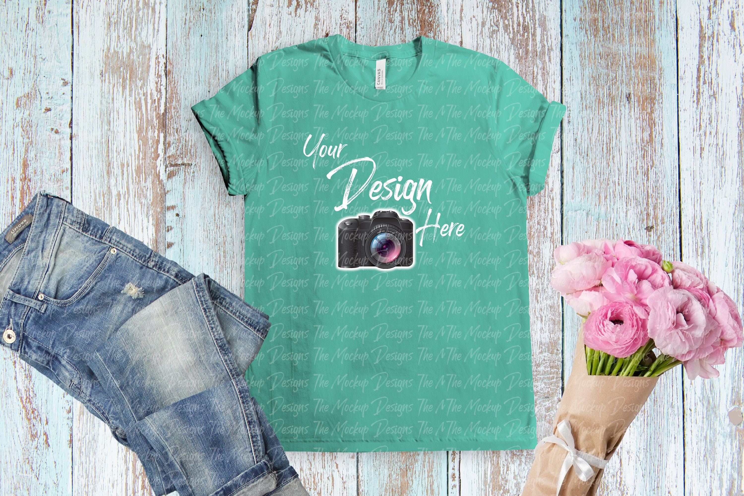 Download Bella Canvas 3001 TEAL Mockup. T Shirt MockUp. Summer T ...