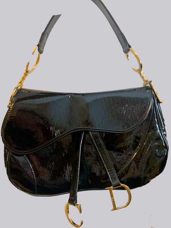 AUTH Christian Dior Black Double Saddle