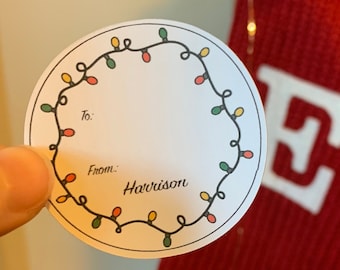 Custom Christmas Tags | Christmas Lights Gift Tags | Personalized Christmas Gift Tags | Holiday Gift Wrapping Tags | Custom Gift Tags