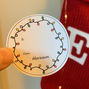 Custom Christmas Tags | Christmas Lights Gift Tags | Personalized Christmas Gift Tags | Holiday Gift Wrapping Tags | Custom Gift Tags