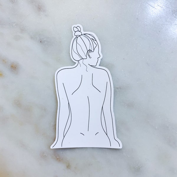 Silhouette Back Sticker | Line Art | Feminist Sticker | Nude Line Drawing | Woman Line Drawing | Figure Sticker | Feminine Sticker