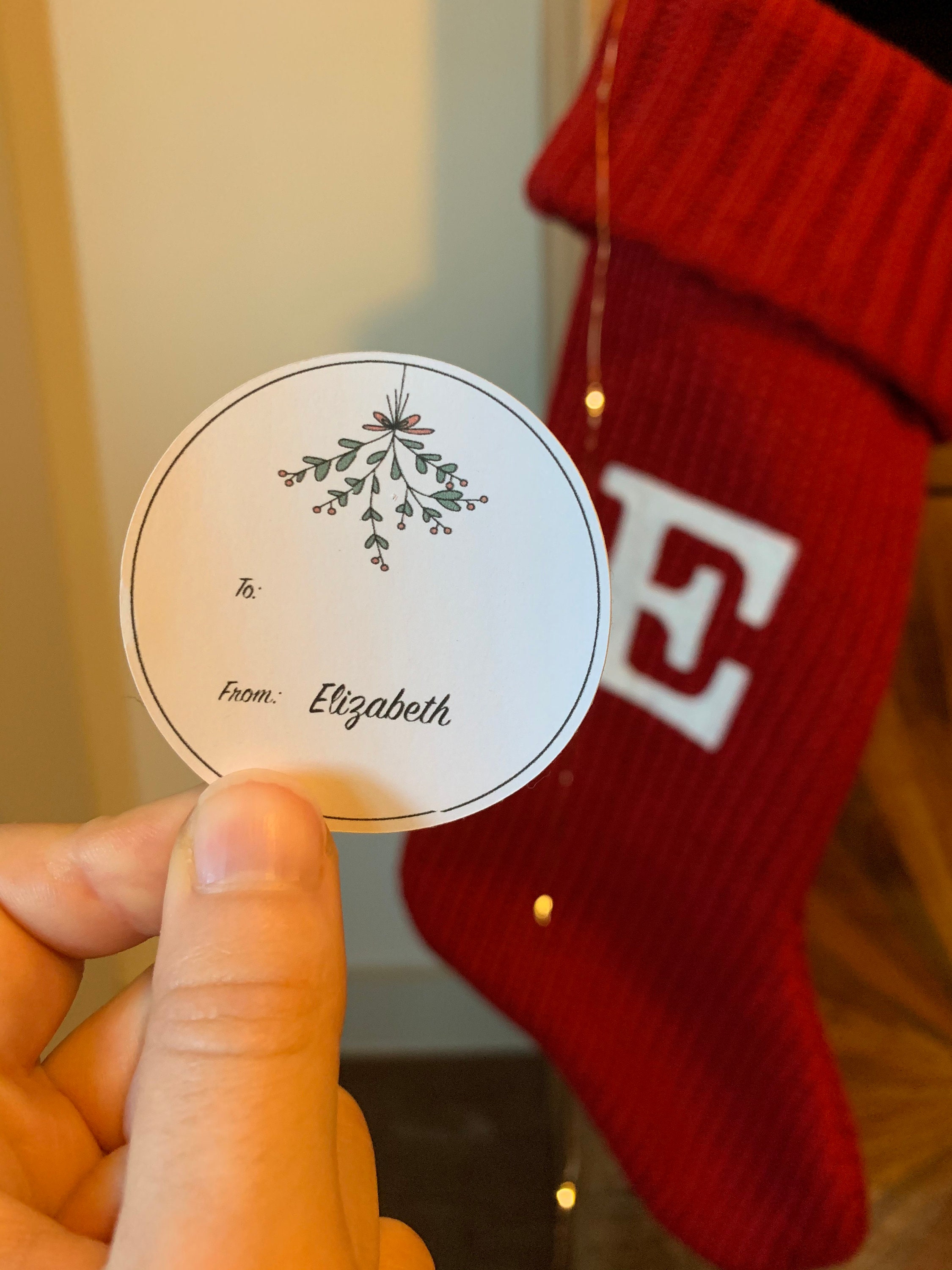 Custom Mistletoe Christmas Gift Tag Stickers | Personalized Holiday ...