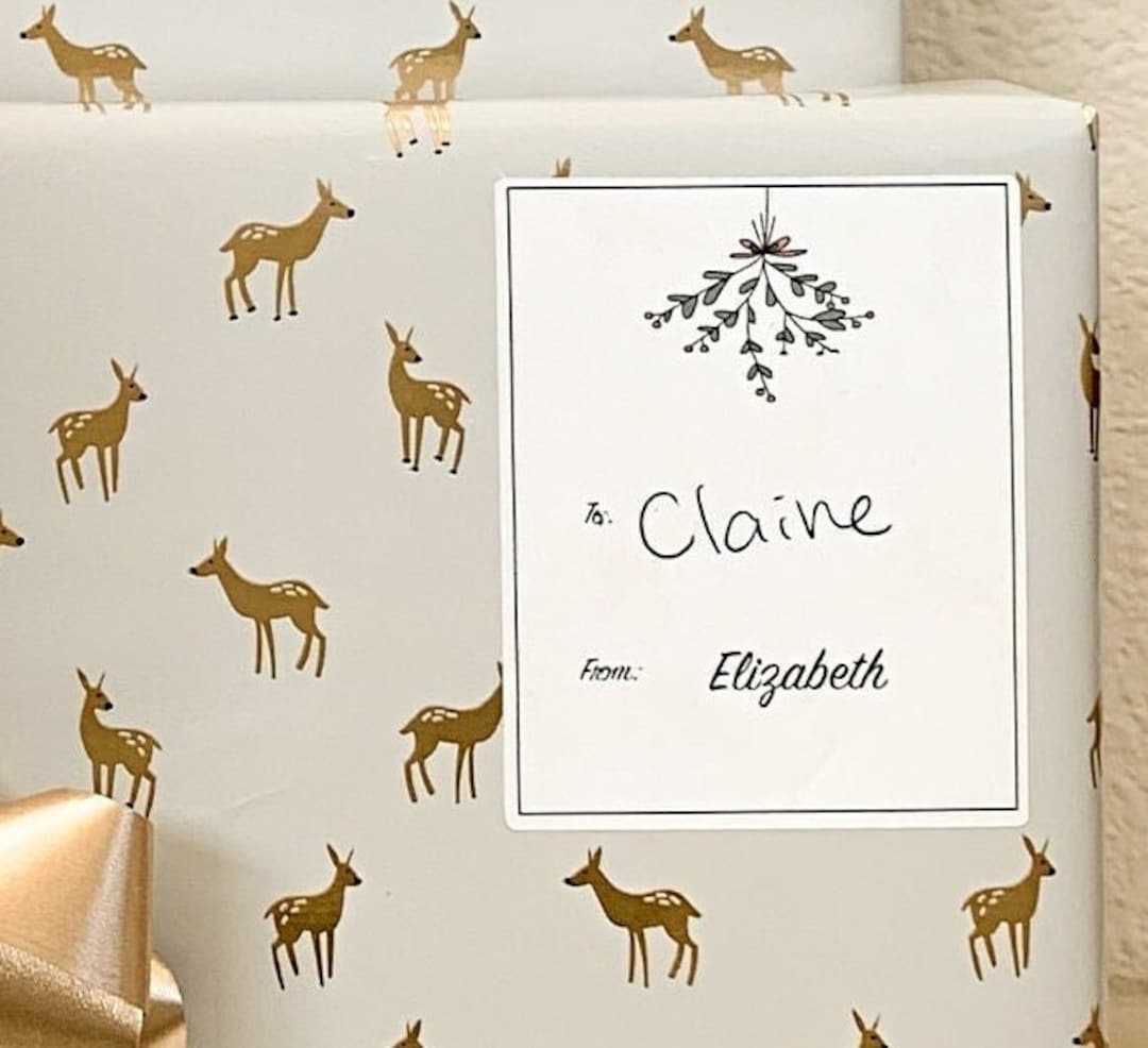 Custom Mistletoe Christmas Gift Tag Stickers | Personalized Holiday ...