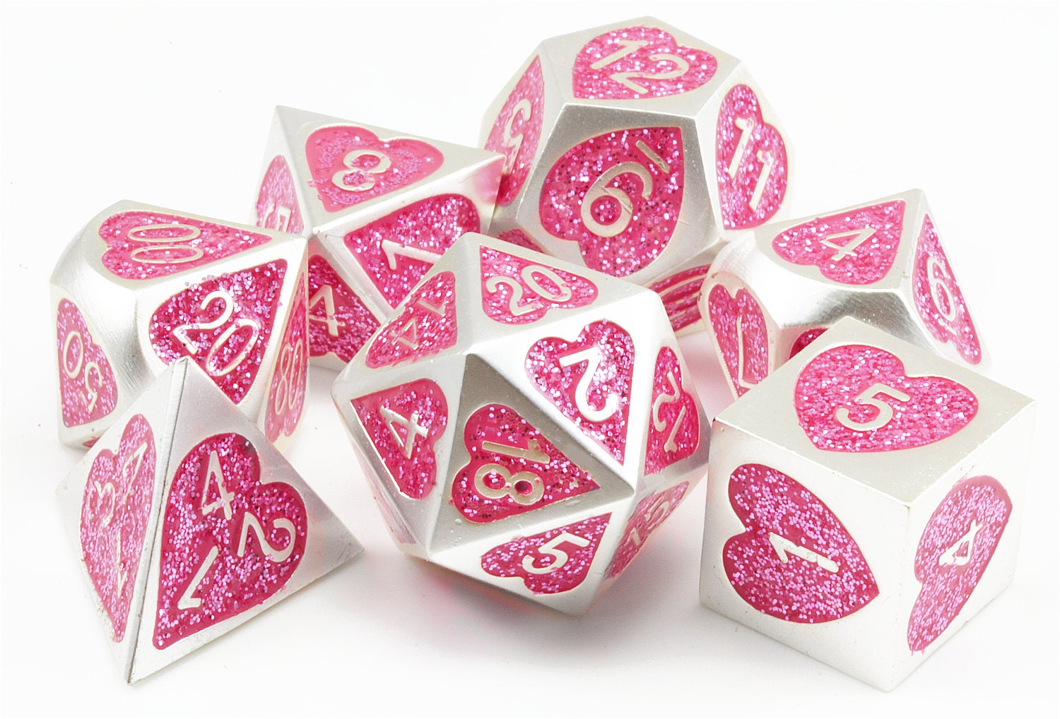 Sweetheart Dice Brushed Silver And Pink Glitter Metal Etsy