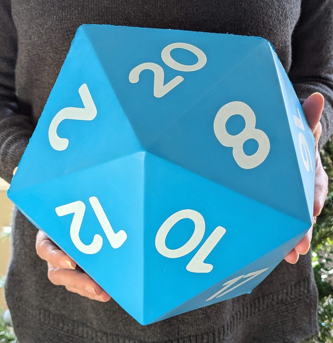 Giant Foam D20 light Blue With White Numbers Soft and Squishy Chonky