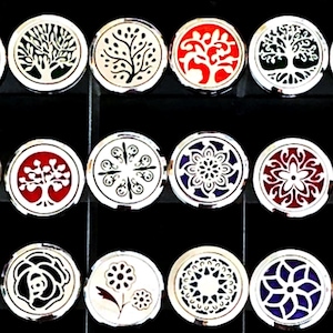 Stainless Steel Car Vent Essential Oil Diffuser with Felt Pad Insert/ Trees & Flowers