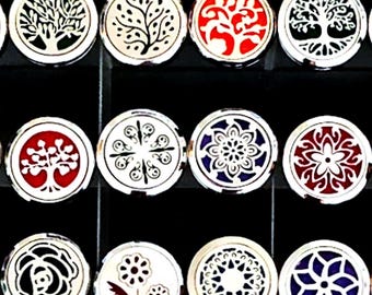 Stainless Steel Car Vent Essential Oil Diffuser with Felt Pad Insert/ Trees & Flowers