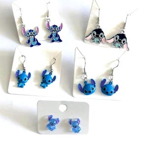 Stitch Earrings/ Assorted Styles Blue Alien/ Dangles/ Posts for Pierced Ears, Children/ Adults