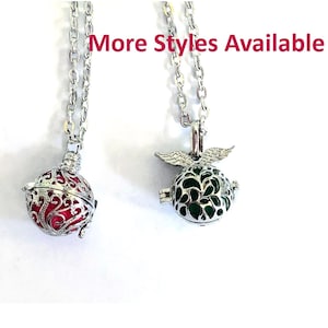Mini Pearl Cage/ Antique Silver Ball Locket/ Essential Oil Diffuser Pendant/ Aromatherapy Necklace