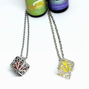 Essential Oil Diffuser Pendant/ Cube Locket Necklace