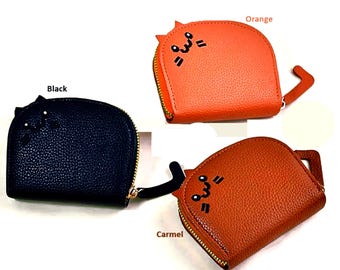 Cat Shaped Faux Leather Wallet/ Small Purse/ Credit Card, ID Holder/ 16 Color Options