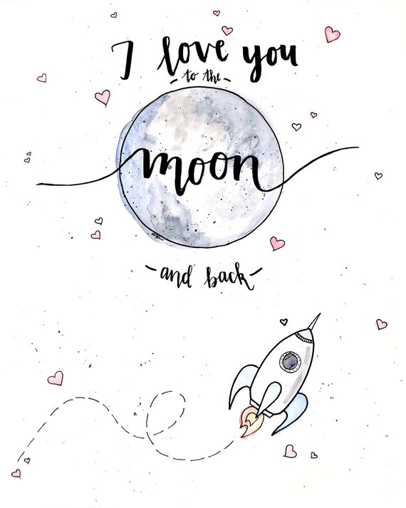I love you to the moon and back hand drawing Vector Image