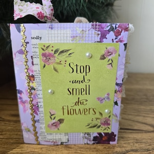 Handmade Mini Junk Journal: Purple Butterfly Floral Scrapbook