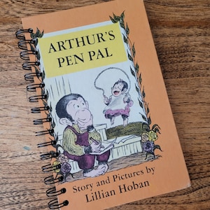 Upcycled book journal, repurposed book journal sketchbook, handmade notebook, blank journal, altered book- Arthur's pen pal