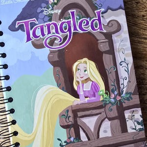 Upcycled, repurposed book  journal sketchbook, handmade notebook, blank journal, altered book,  little golden book- tangled
